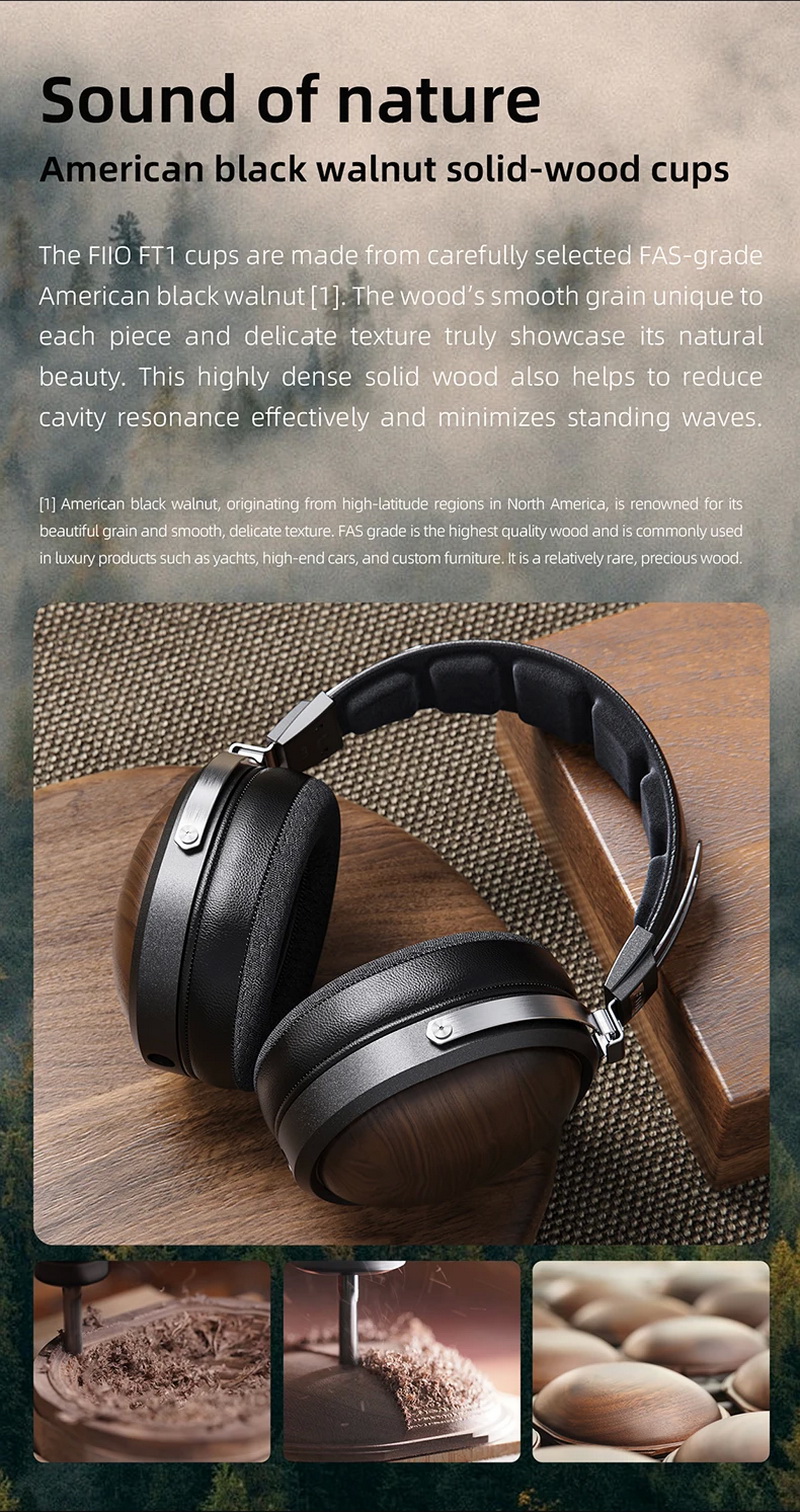 FiiO FT1 หูฟัง Headphones ไดรเวอร์ไดนามิก 60มม. ฝาครอบหูฟังไม้วอลนัทอเมริกัน ประกันศูนย์ไทย