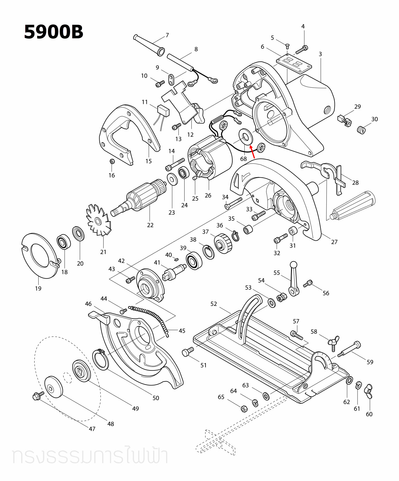 แหวนรอง เลื่อยวงเดือน Makita 5900B [#68] Pn.253090-4 (แท้) ##