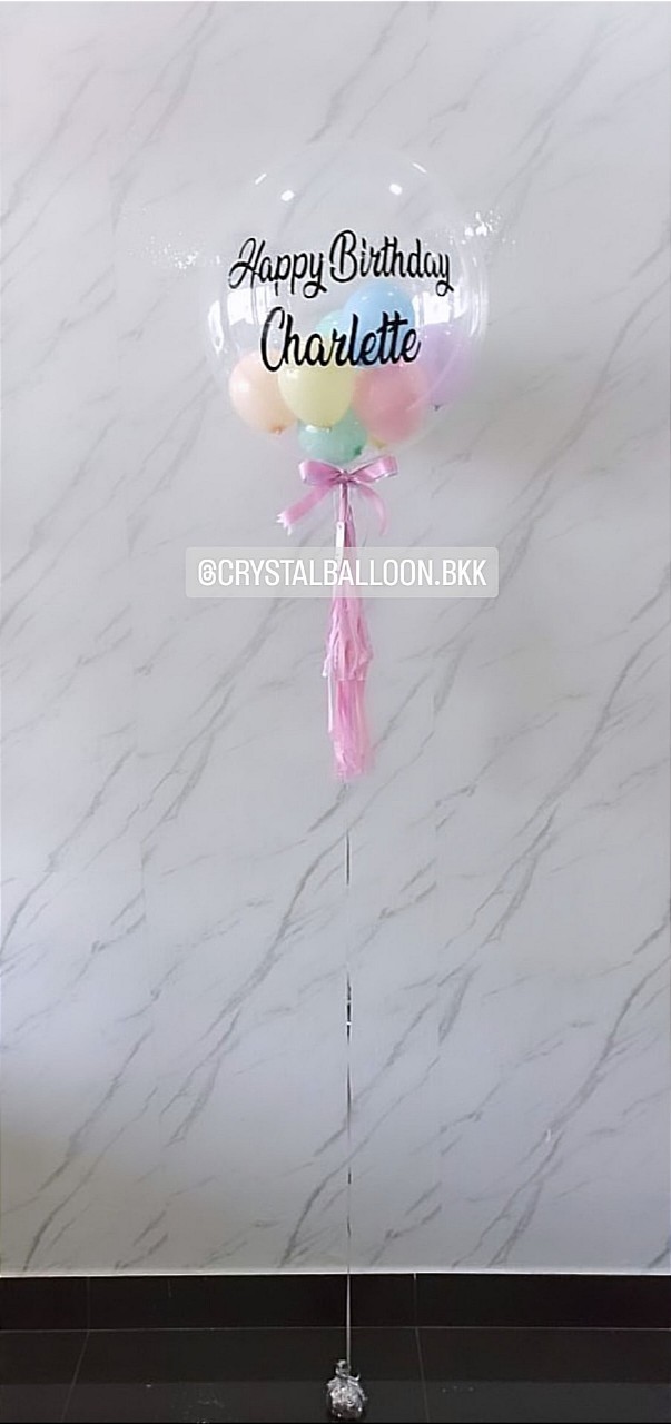 ลูกโป่ง วันเกิด Bubble USA ขนาด 24" Theme พาสเทล พร้อมตกแต่ง สามารถเปลี่ยนสีลูกโป่ง/เปลี่ยนข้อความได้