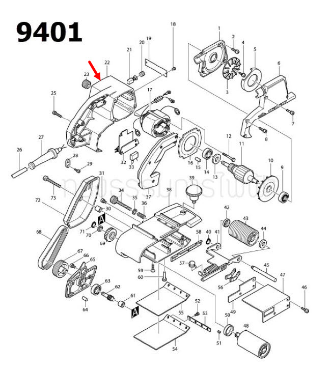 เสื้อฟิลคอยล์ เครื่องขัด มากีต้า Makita รุ่น 9401 (มีซองถ่านในตัว)