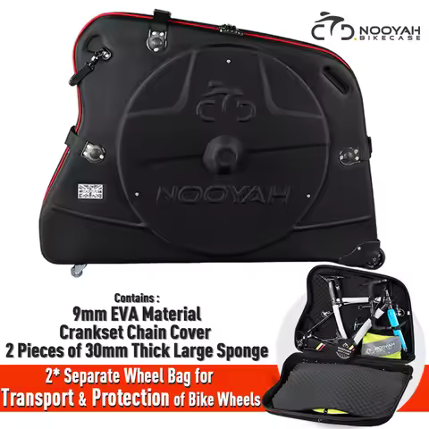 NOOYAH BK015 Pro Bike Travel Case – No Need to Remove Handlebars or Pedals | Full 16-Piece Protection Kit