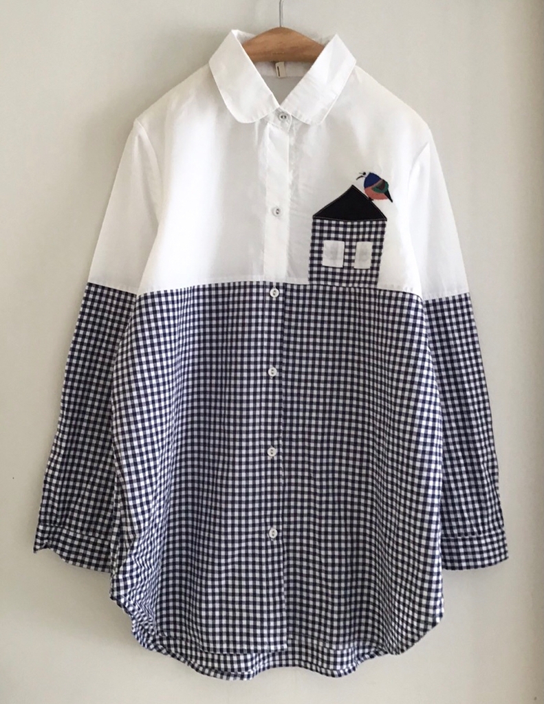 เสื้อเชิ้ตผ้าฝ้ายอต่งผ้าลายสก็อต