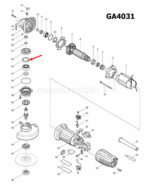 แหวนล็อค หินเจียร Makita-มากีต้า MT817, MT954, MT958, 9500N, 9556,NB,HN,HP,9553NB, 9523NB, GA4030, GA4031, M8103 Pn.962151-6 (แท้) ##(*)