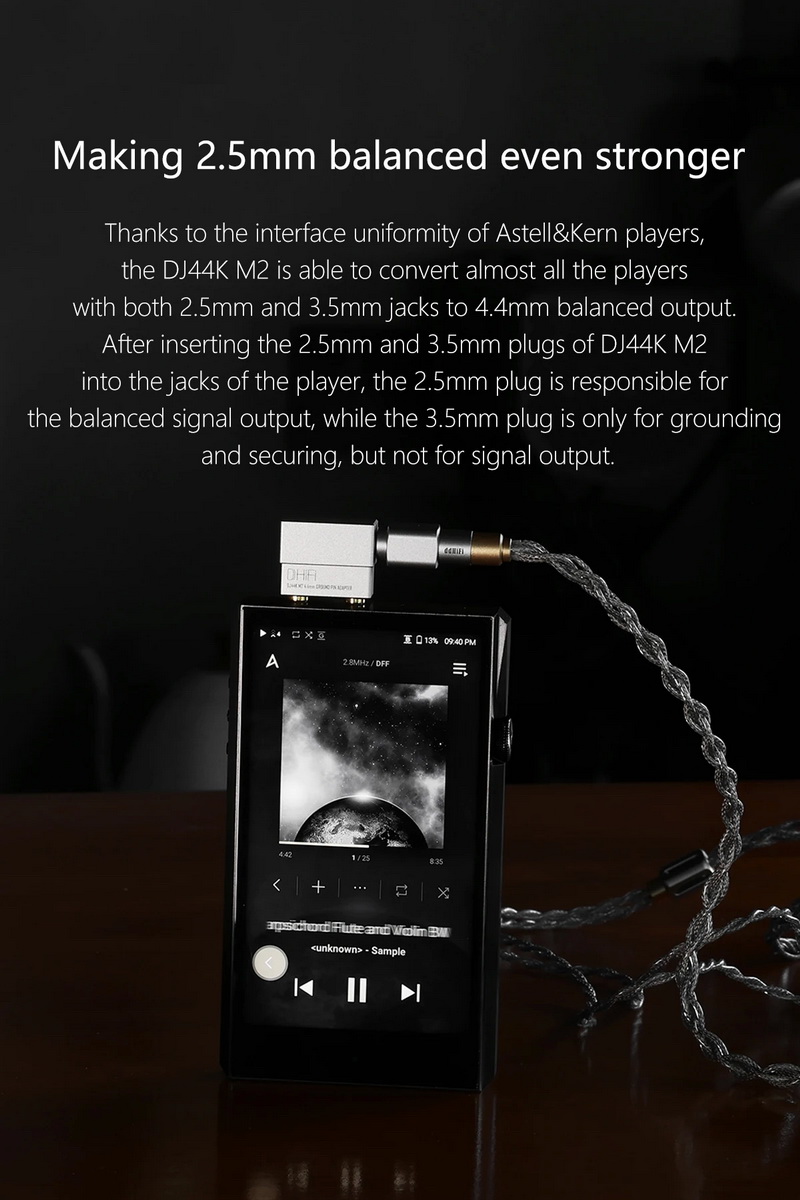 DD DJ44K M2 อะแดปเตอร์กราวด์พิน 4.4 มม. สำหรับเครื่องเล่น Astell&Kern ให้เสียงที่ดีขึ้น ประกันศูนย์ไทย