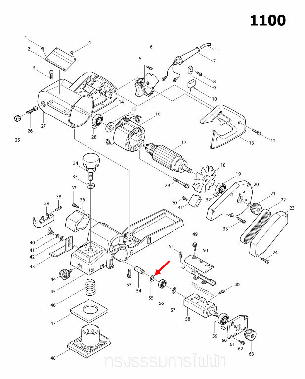 แหวนรองแกน กบไสไม้ไฟฟ้า Makita มากีต้า 1100 [#55] Pn. 253139-0 (แท้) ##