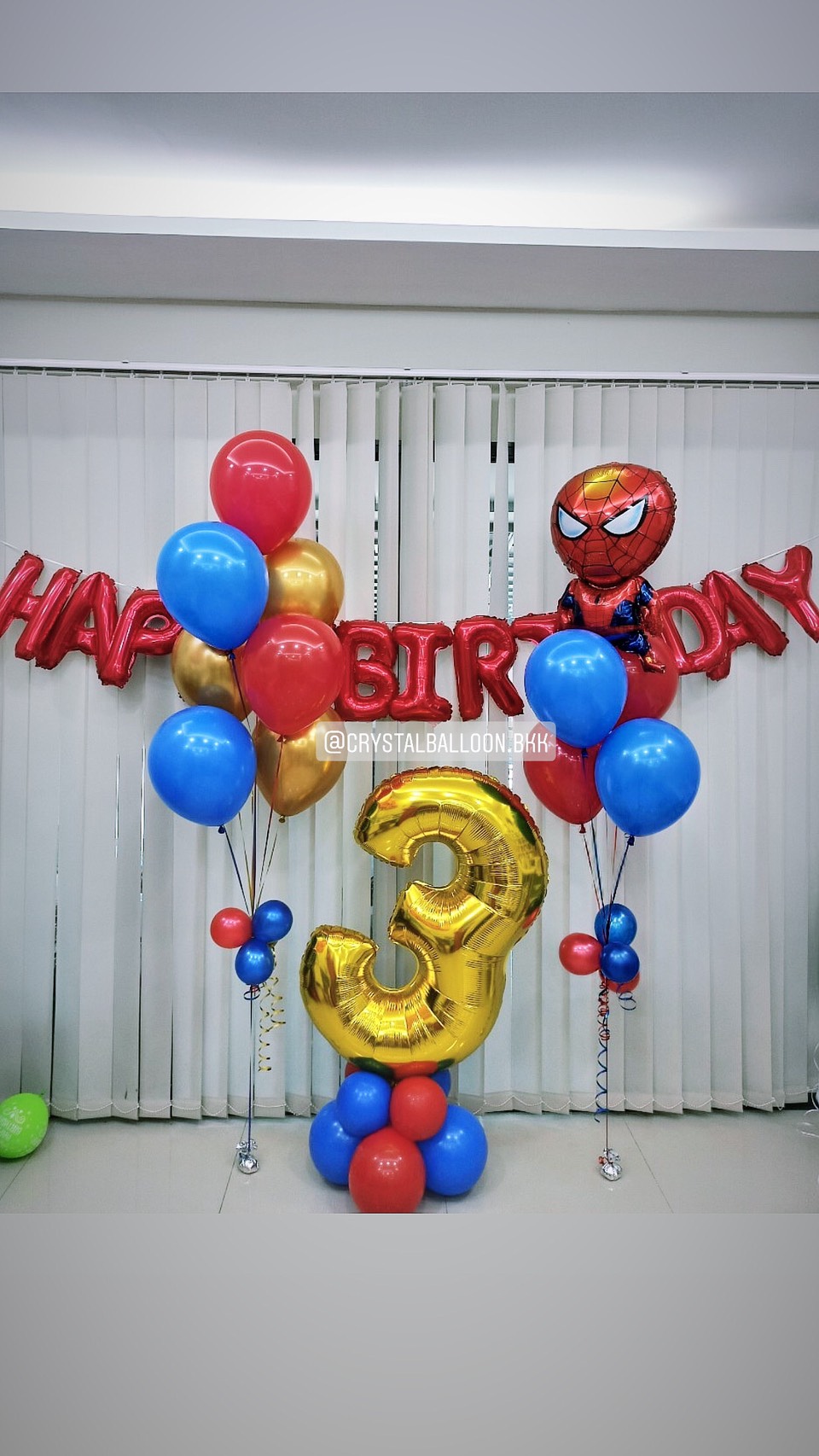 ลูกโป่ง วันเกิดเด็ก ช่อลูกโป่ง Spider Man ช่อ 5 ลูก 1 ช่อ พร้อม ช่อลูกโป่ง ช่อ 7 ลูก 1 ช่อ พร้อม ฟอยล์ตัวเลข 40" ตั้งฐาน 1 ชิ้น,ฟอยล์ตัวอักษร Happy Birthday 16" 1 ชิ้น พร้อมตกเเต่ง สามารถเปลี่ยนสีลูกโป่ง/เปลี่ยนสี-ฟอยล์ตัวเลข/เปลี่ยนฟอยล์ตกแต่งไ