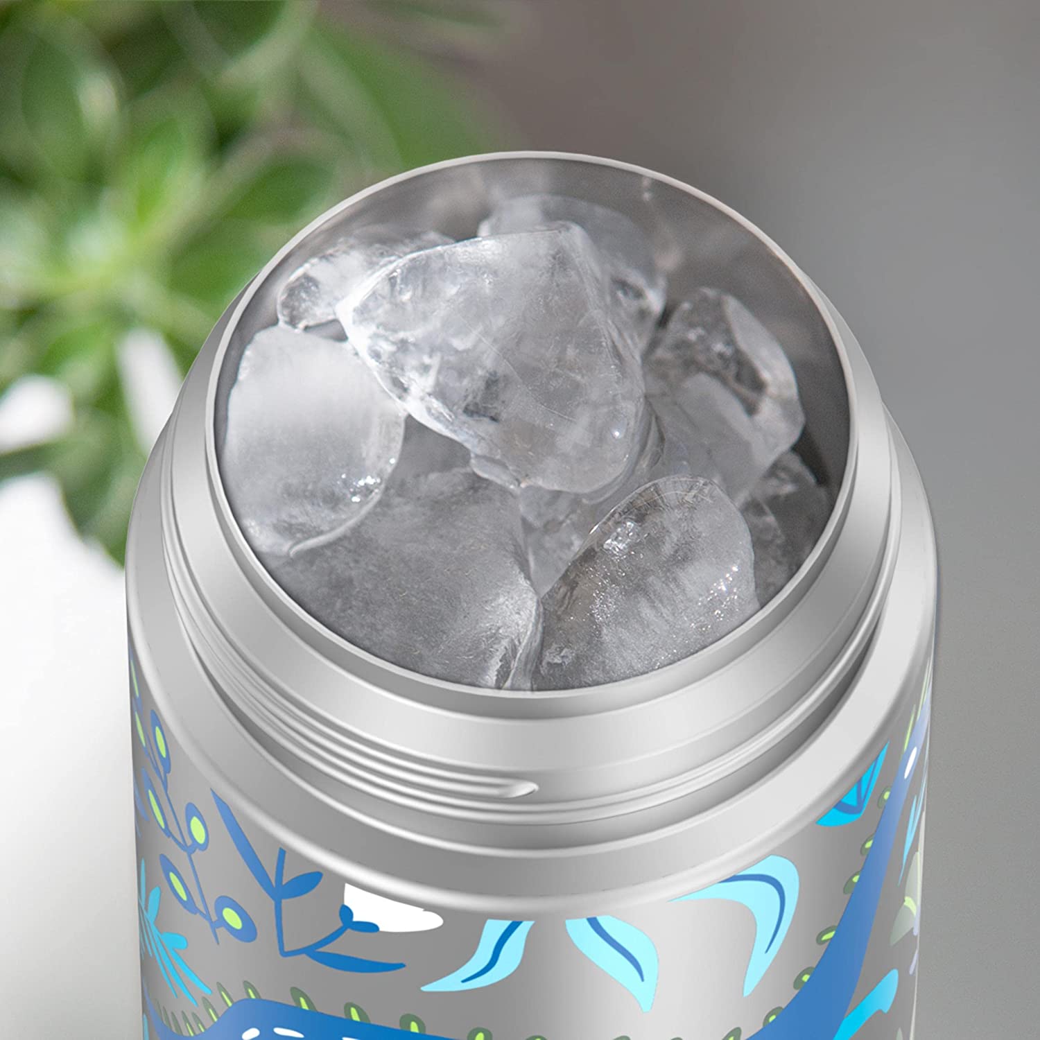 กระติกดูดน้ำแตนเลสหุ้มฉนวนสุญญากาศยี่ห้อ Thermos ของแท้ขนาด 12 ออนซ์ ลาย Dinosaur Kingdom