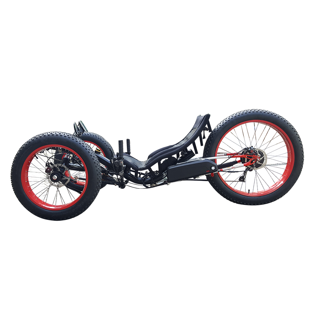 TrikExplor FE-326 Rugged Terrain Fat Tire Recumbent Trike with Bafang 48V 500W Mid-Drive Motor