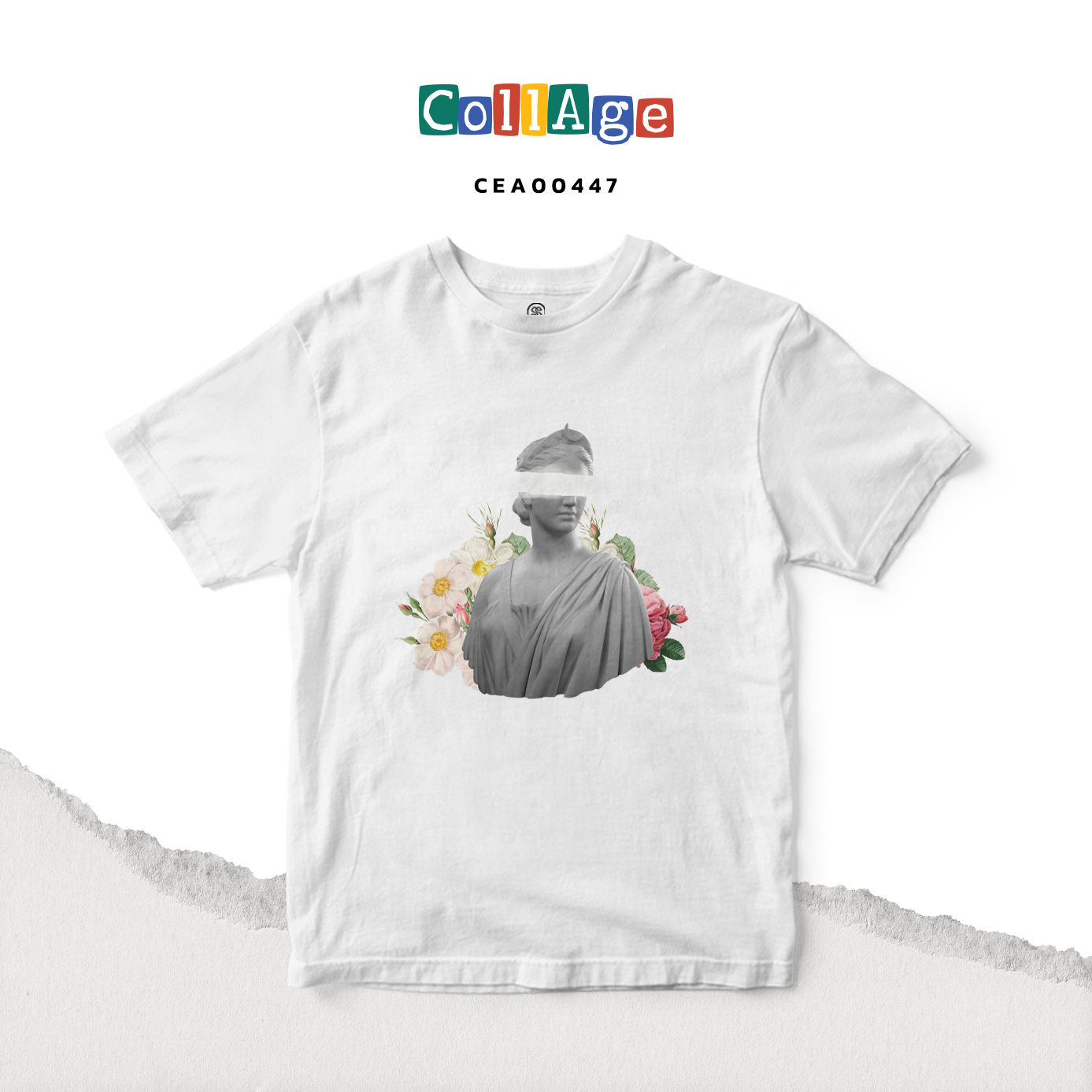 เสื้อยืดพิมพ์ลาย Collage Rhea II รหัส CEA00447 สีขาว #เสื้อยืด #Collage
