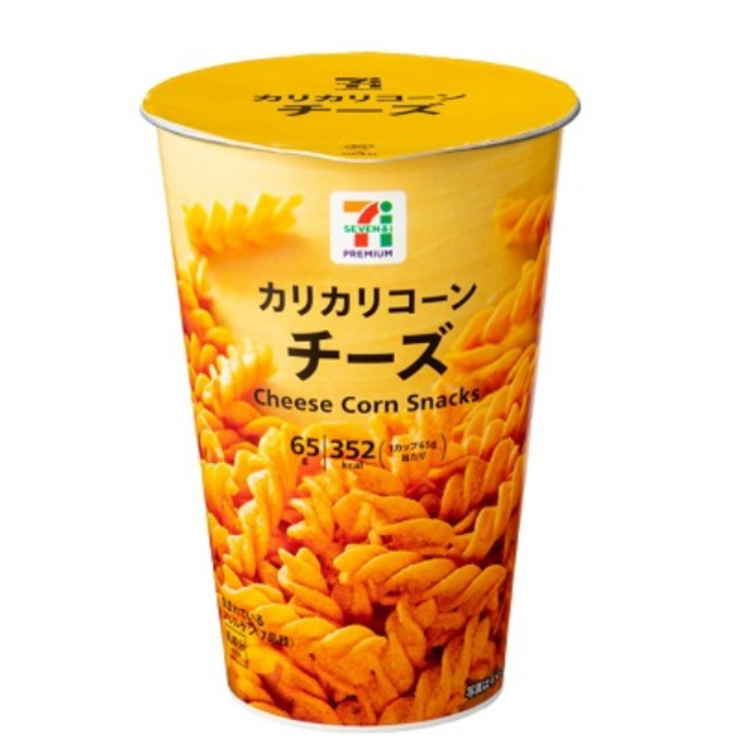 Karikari ขนม corn snacks รสชีส รูปทรงทวิสต์จากเซเว่นญี่ปุ่น 65g.