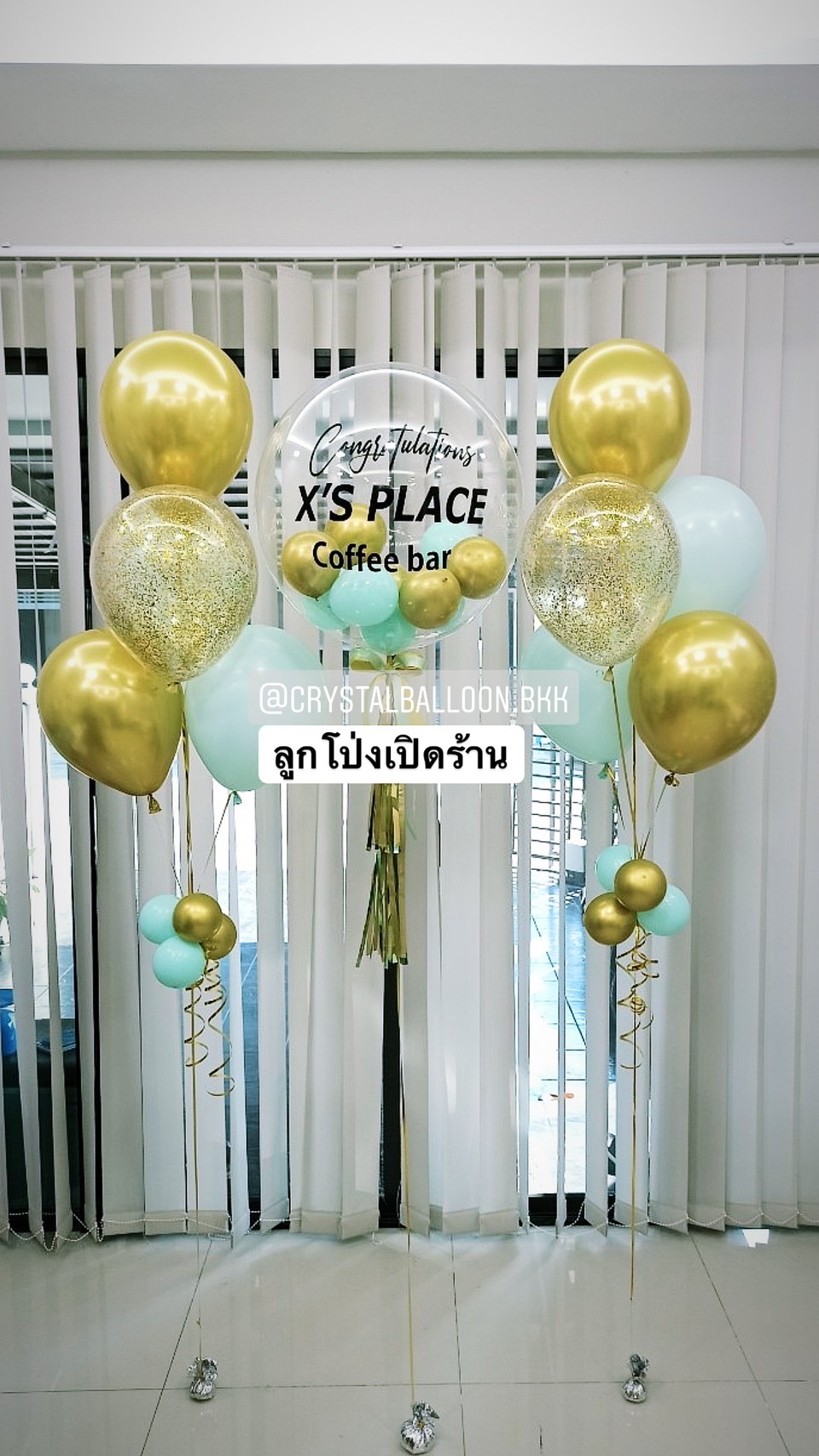 ลูกโป่ง เปิดร้าน Bubble USA 24" พร้อมตกแต่ง ช่อลูกโป่ง 5 ลูก 2 ช่อ,ลูกโป่งใส ใส่กลิตเตอร์ สามารถเปลี่ยนสีลูกโป่ง/เปลี่ยนข้อความได้