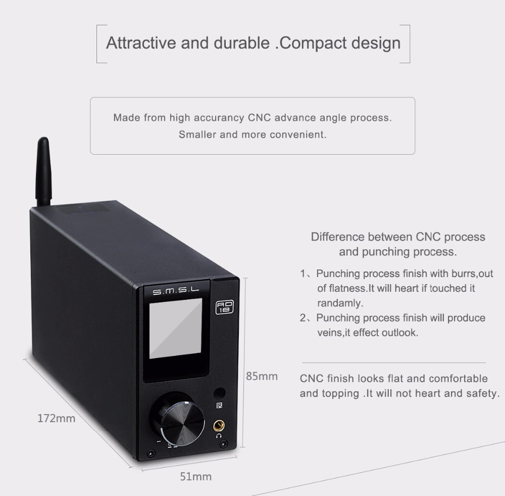 ขาย SMSL AD18 DAC& ตั้งโต๊ะ รองรับ Bluetooth4.2 ประกันศูนย์ไทย