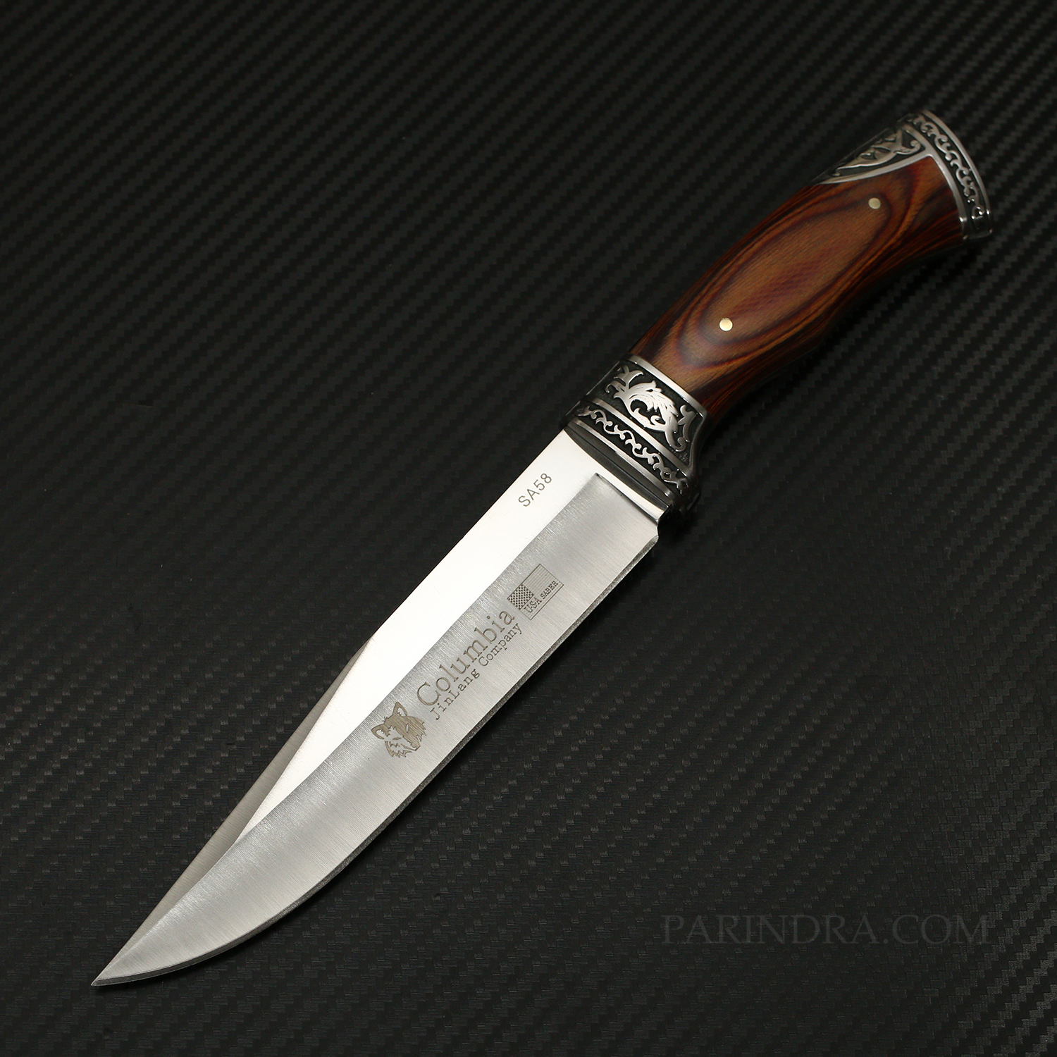 มีดเดินป่า COLUMBIA รุ่น SA58 ด้ามไม้แท้มีลวดลาย ทรงใบมีดสวย