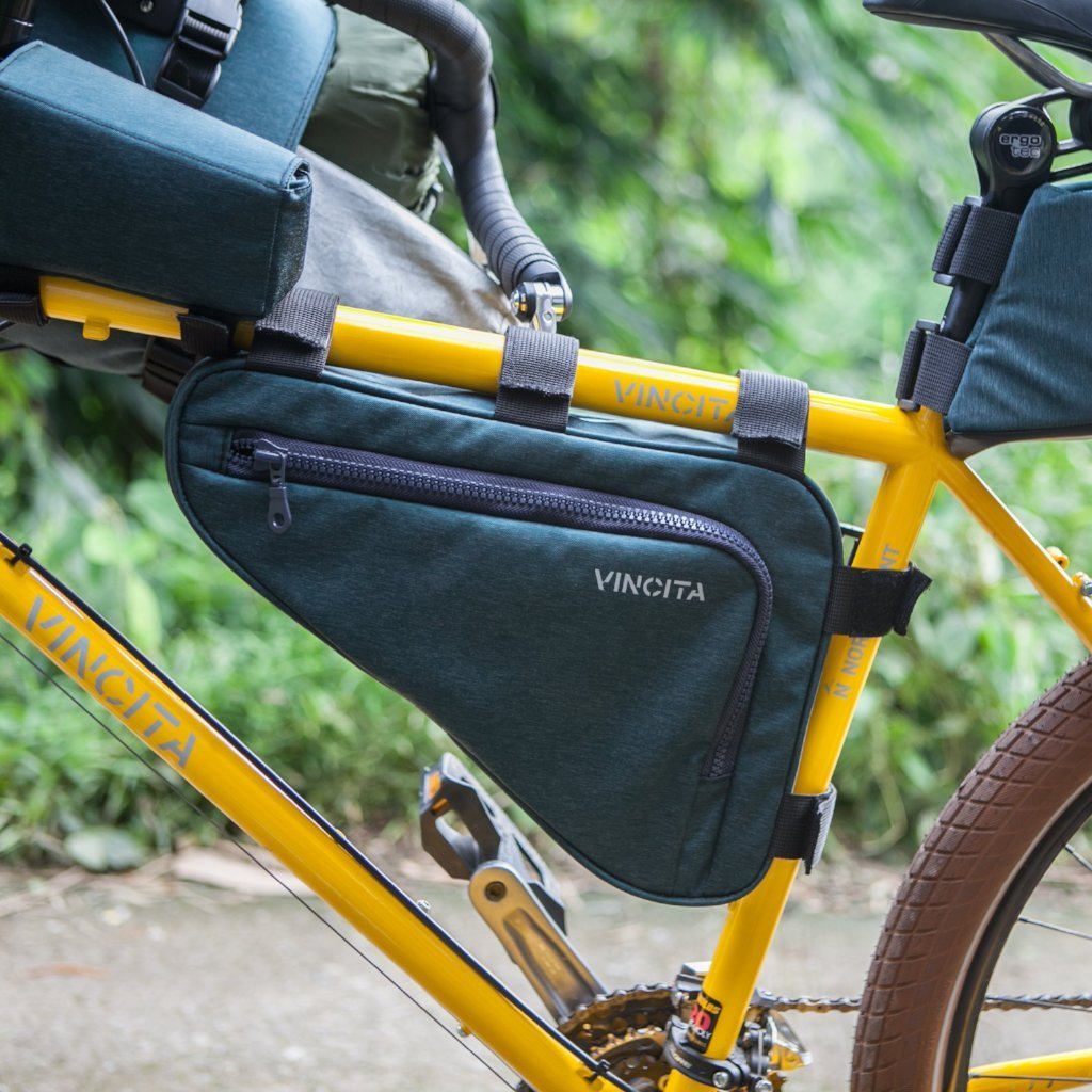 กระเป๋าสามเหลี่ยมใต้เฟรม Vincita B025BP, Cycling Bicycle Front Tube Triangle Frame Bag Bike Frame Zip Bag, STRADA BIKEPACKING FRAME BAG