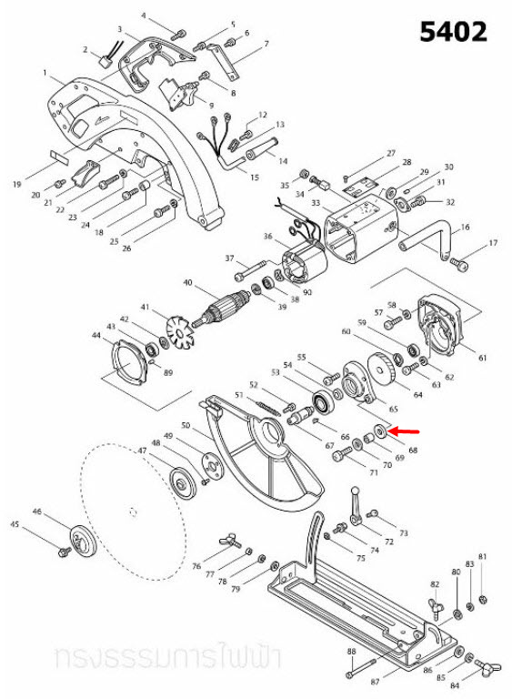 RUBBER RING 8 เลื่อยวงเดือน Makita มากีต้า 5201N [#44], 5402 [#68] Pn.262007-6 (แท้) ##