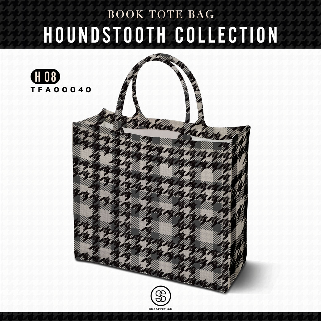 กระเป๋า Book Tote Bag HOUNDSTOOTH COLLECTION รหัส TFA00040 #SOdAbag #SOdAPrintinG
