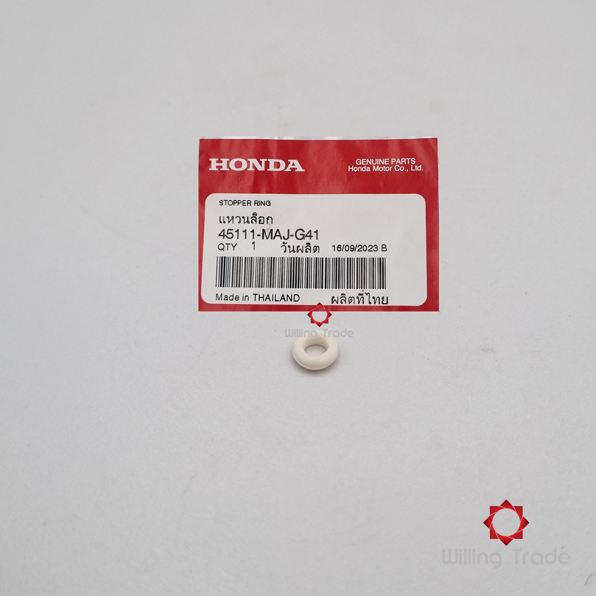 แหวนล็อค (WX676) HONDA: (45111-MAJ-G41) WAVE110-I, SONIC NEW-OLD, CLICK110-I ... แพ๊คละ 1 ชิ้น... [แท้ศูนย์ 100%] ...กลุ่มอะไหล่คาร์ลิปเปอร์เบรกหน้า ... RING, STOPPER