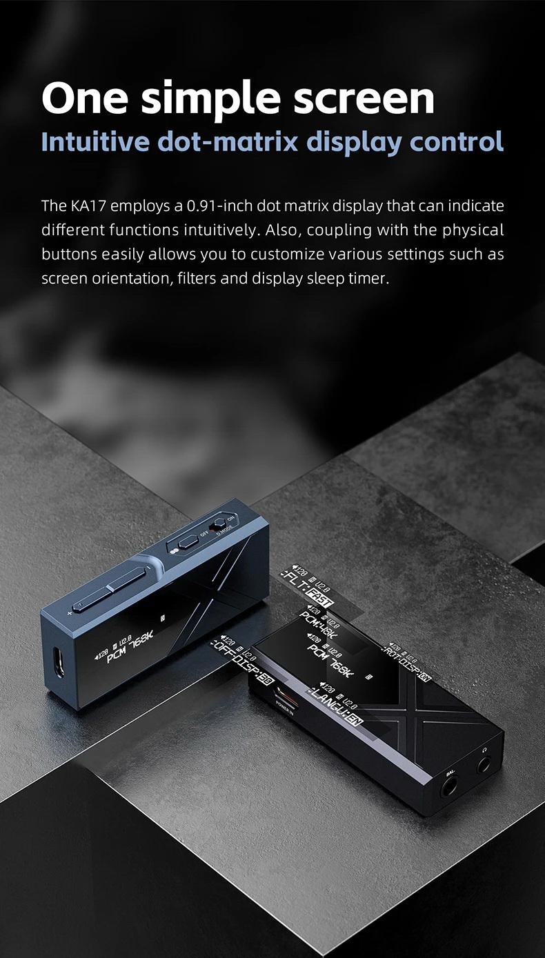 FiiO KA17 DAC/AMP พกพาชิป DAC คู่ ES9069Q จอ Dot Matrix รองรับ MQA Hi-Res ประกันศูนย์ไทย