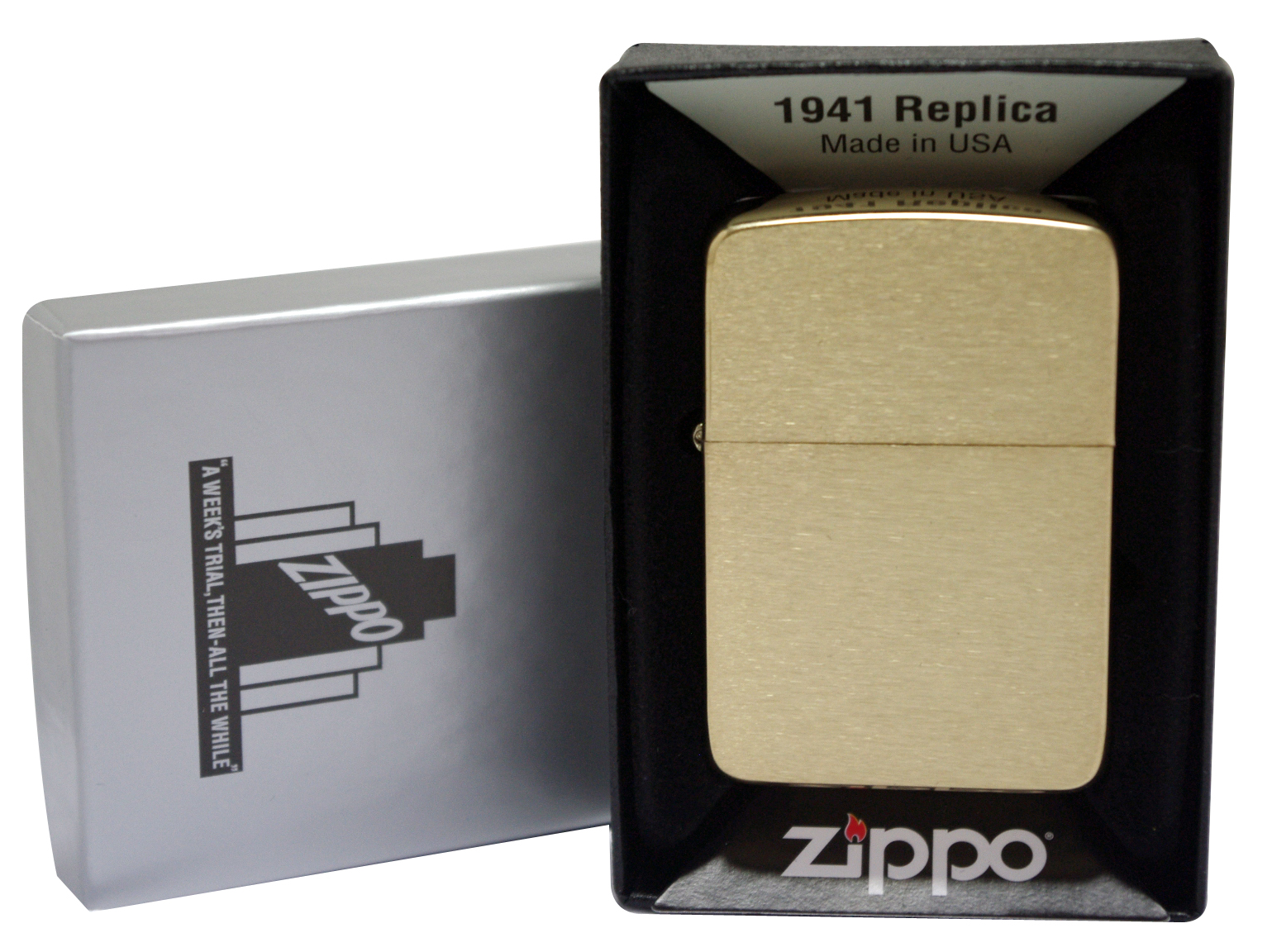 ไฟแช็ค Zippo แท้ " Zippo 1941 Replica™ Brushed Brass " แท้นำเข้า 100%