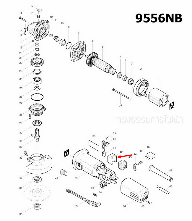 SPACER หินเจียรไฟฟ้า Makita-มากีต้า 9556NB, 9556HN, 9556HP Pn.418729-8 (แท้) ##(*)