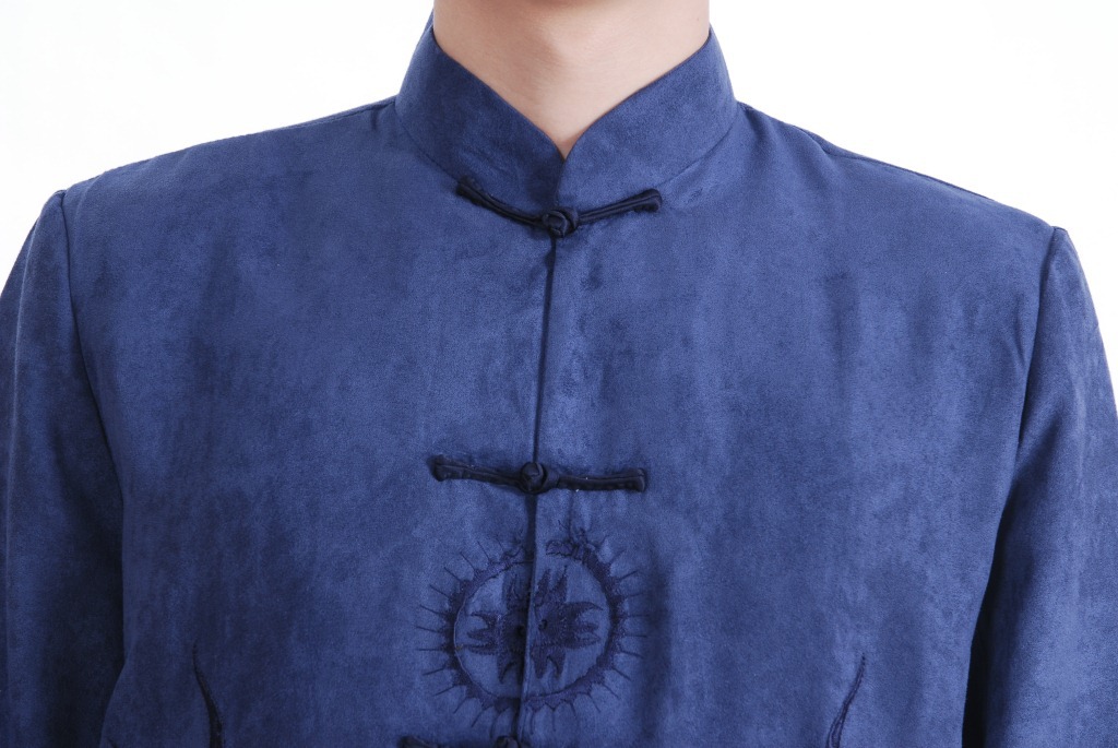 Pre-order ชุดจีน เสื้อจีนชาย แขนยาว สีน้ำเงิน