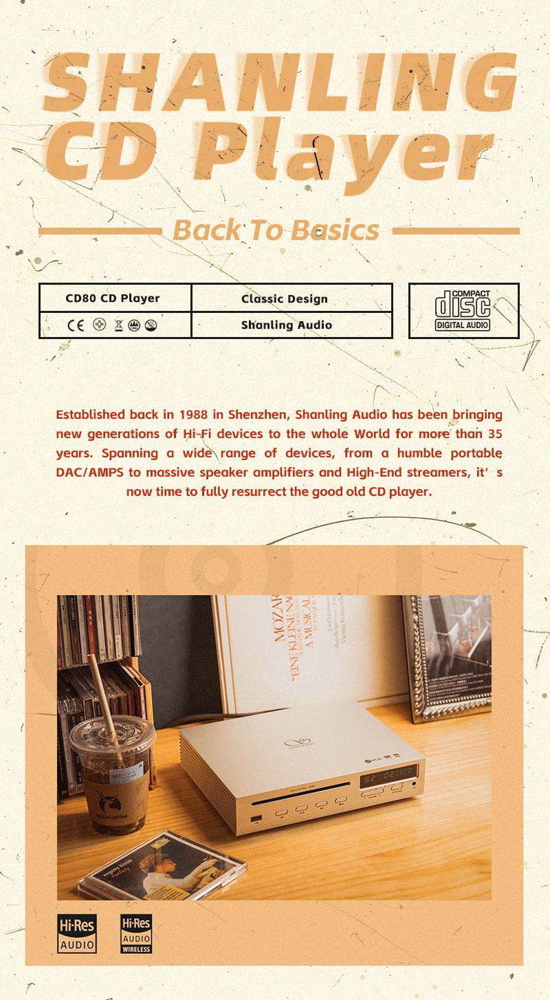 Shanling CD80 เครื่องเล่น CD พร้อม DAC/AMP ในตัวรองรับ MQA, Dual Hi-Res ประกันศูนย์ไทย