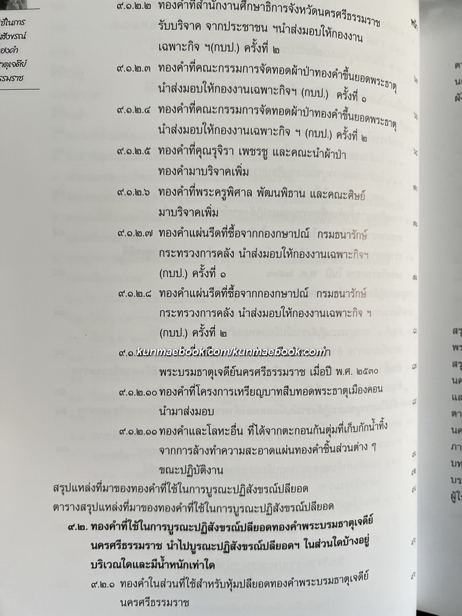ทองคำที่ใช้ในการบูรณะปฏิสังขรณ์ ปลียอดทองคำพระบรมธาตุเจดีย์