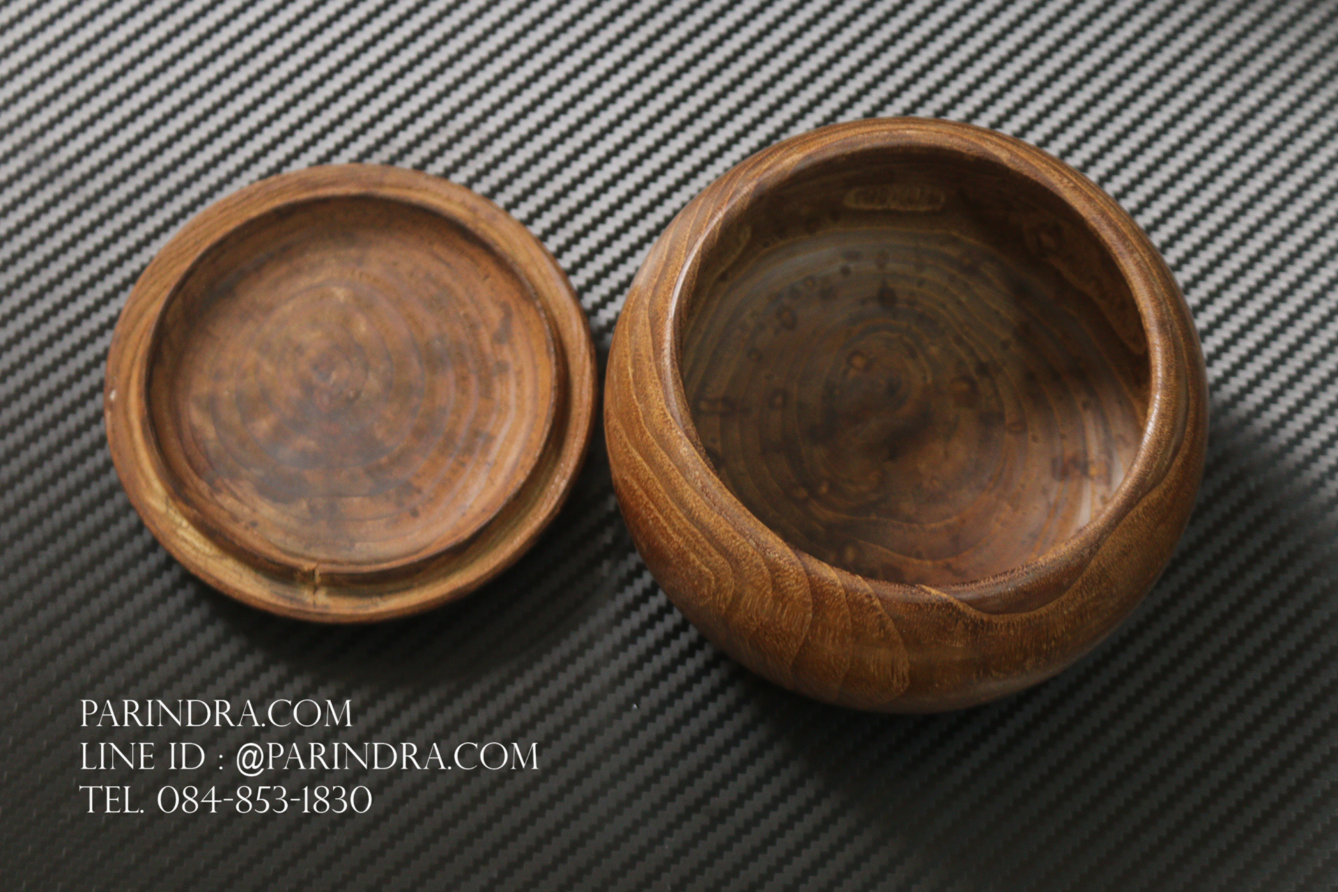 กล่องไม้แท้ทรงกลม สำหรับเก็บหมากโกะ หรือสิ่งของต่างๆ สวยงาม JAPAN