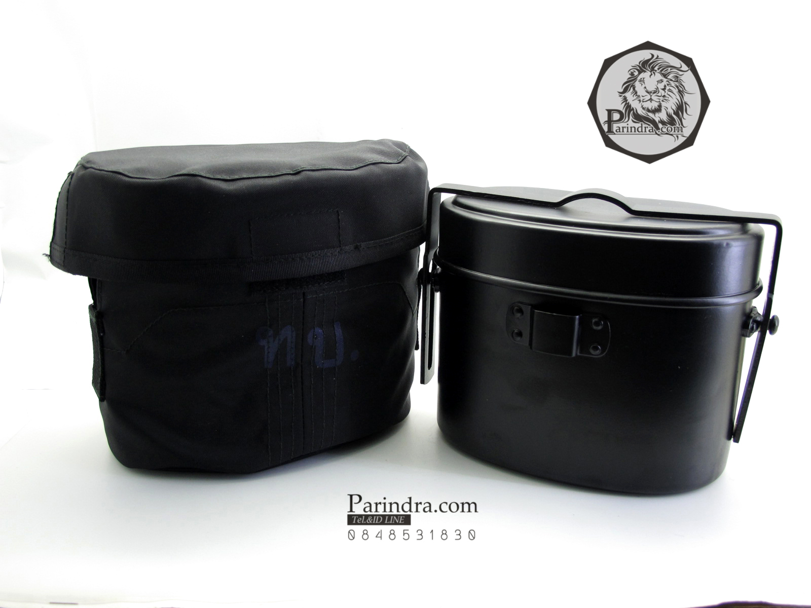 หม้อสนามอลูมิเนียม ทรงอเมริกัน อย่างดี ทบ. สีดำสนิท