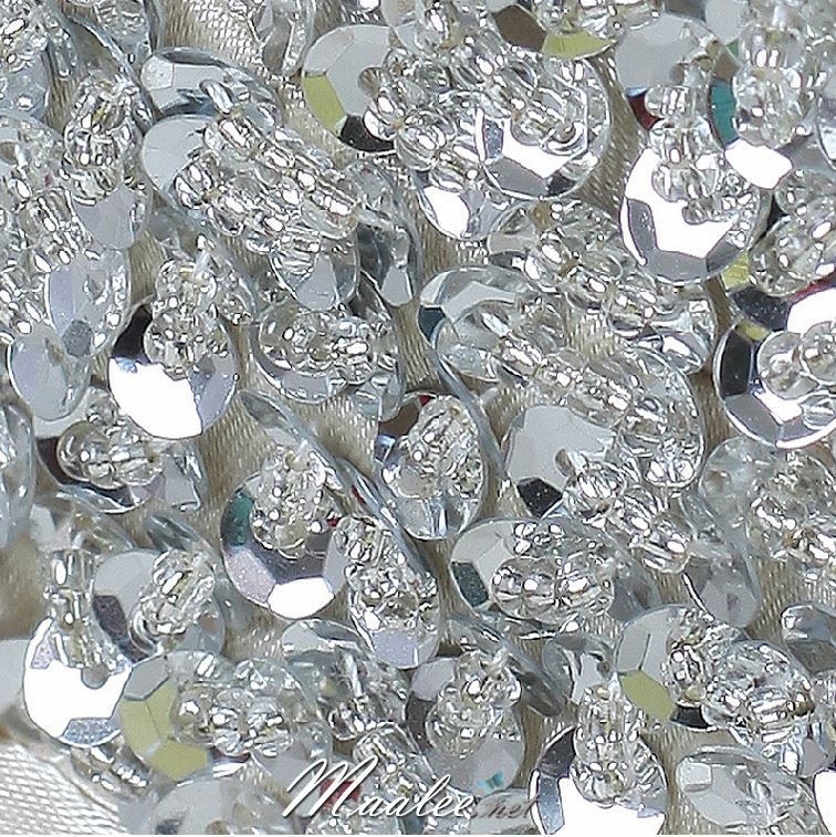 พร้อมเช่า ชุดราตรียาว สายเดี่ยว ปักเลื่อมรูปตัว X หางยาว สีน้ำเงิน