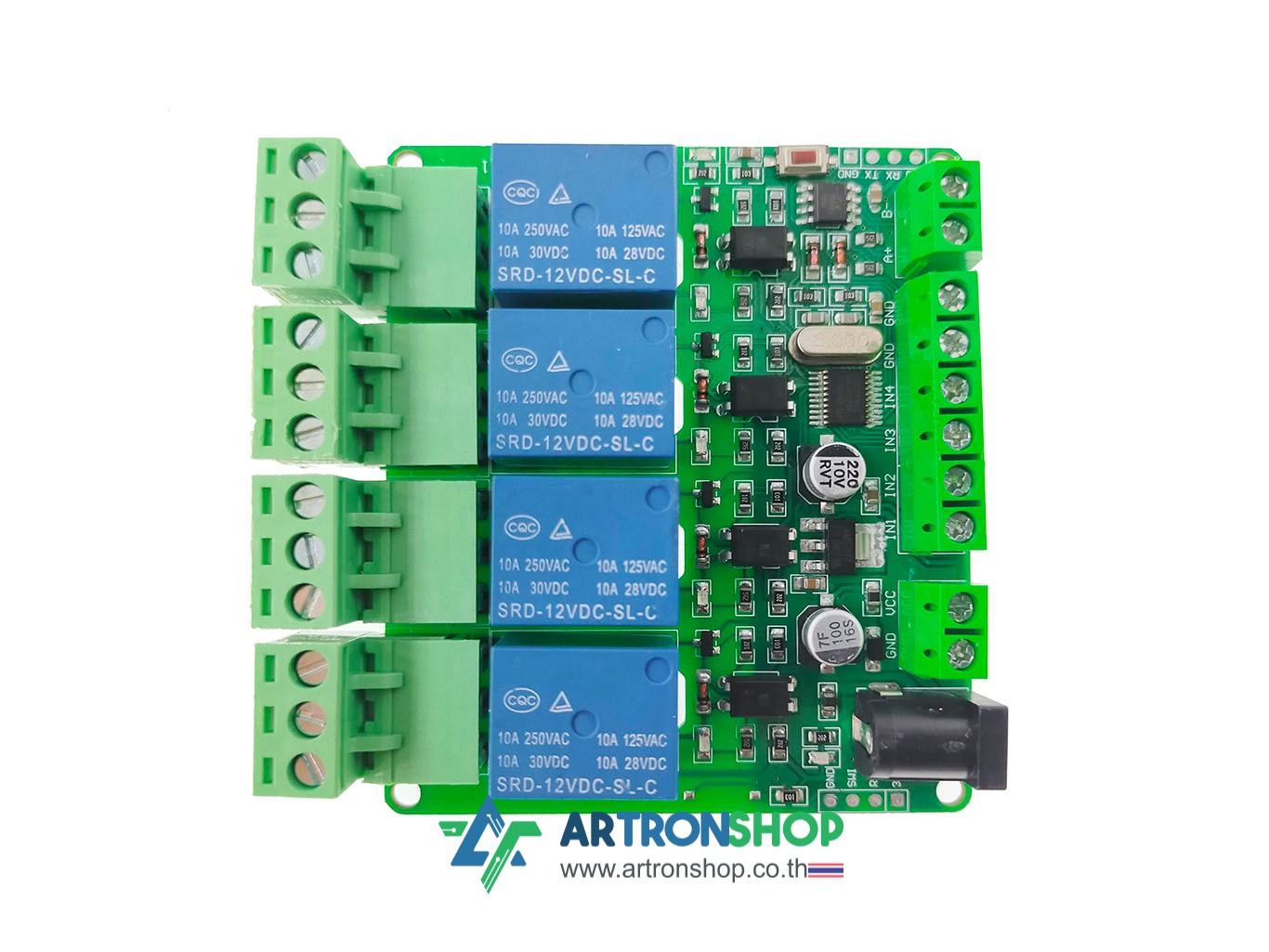 บอร์ดรีเลย์ Modbus RTU/RS485 4 ช่อง 12V