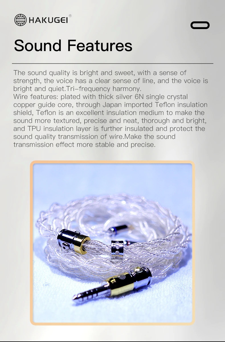ขาย Hakugei Glacier+ สายอัพเกรดหูฟัง ทองแดงชุบเงิน 6N OCC ถัก4