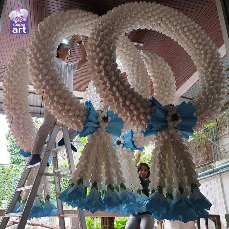 i paper art ดอกไม้แฟนซี ดอกไม้ขนาดใหญ่ พวงมาลัยยักษ์