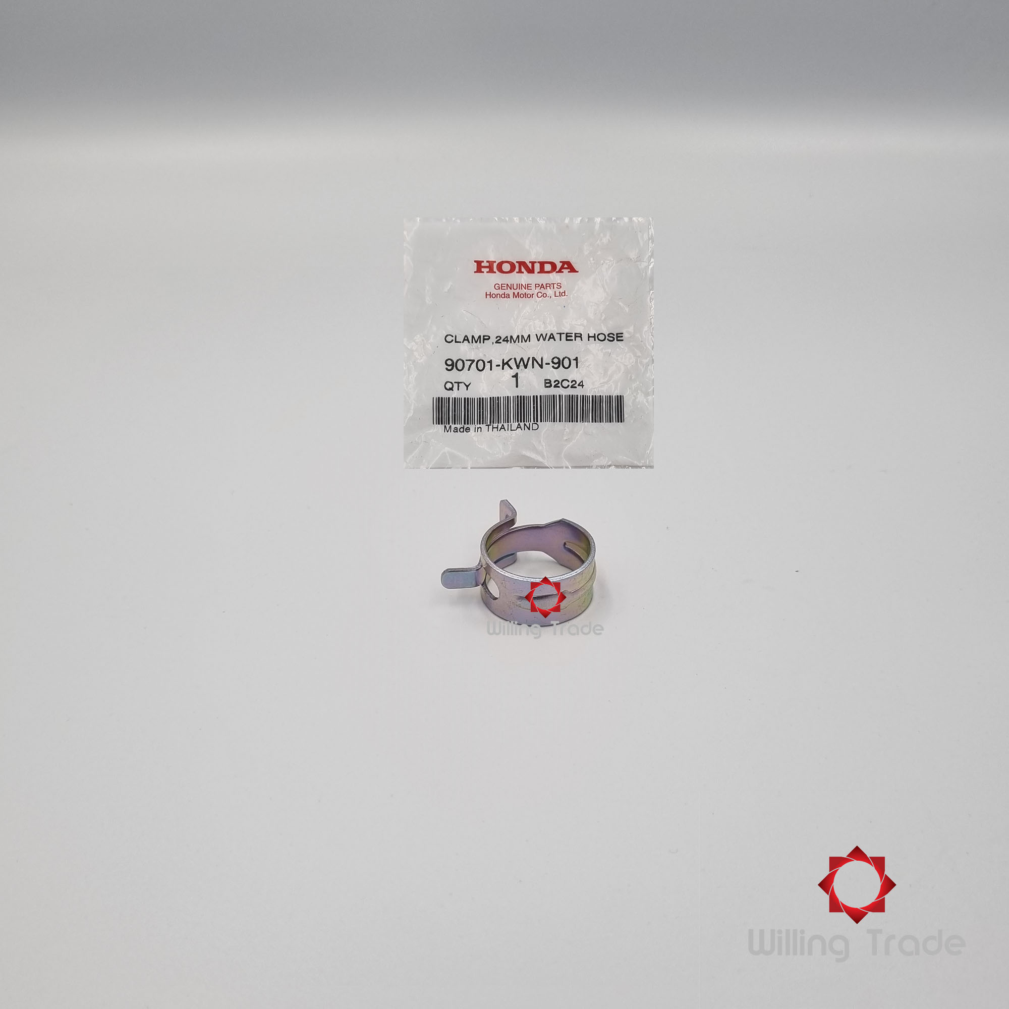 เข็มขัดรัดท่อน้ำ 24 มม. (B184)HONDA: (90701-KWN-901) CLICK 125I (รุ่น 1,2,3), PCX, FORZA และรุ่นอื่นๆ [แท้ศูนย์ 100%] CLAMP , 24MM WATER HOSE