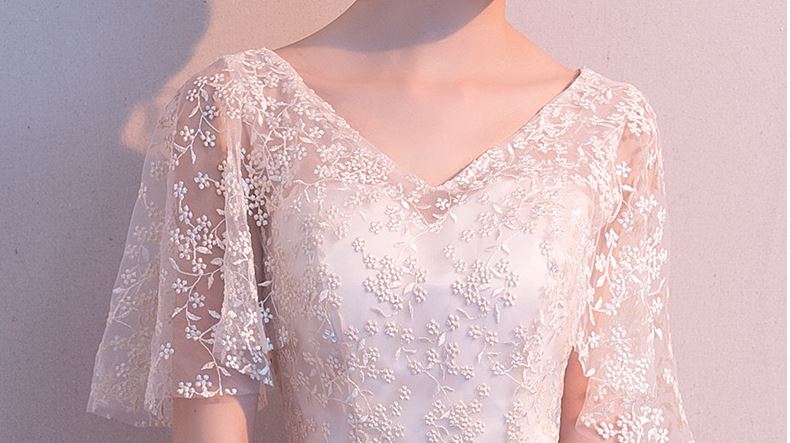 Pro-order เดรสสวย ถ่ายพรีเวดดิ้ง สวยหวาน ลูกไม้ (ซิปหลัง)