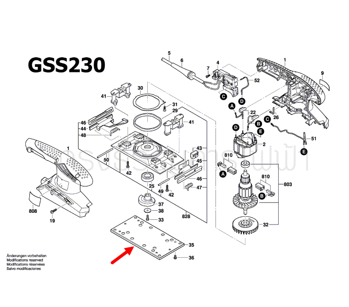 แผ่นรองฐาน เครื่องขัดกระดาษทรายระบบสั่นสะเทือน Bosch บอช GSS 230 [#35] Pn.2609100403 (แท้-สั่ง)