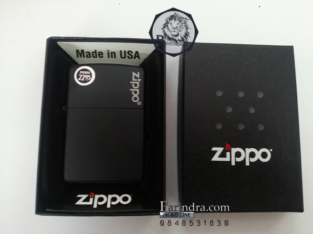 ไฟแช็ค Zippo แท้ " Zippo Logo Black Matte Finish Lighter " #Zippo Code 218ZL แท้นำเข้า 100%