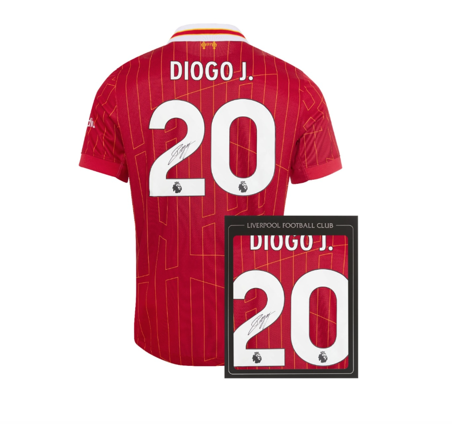 เสื้อลิเวอร์พูล 2024 2025 ลายเซ็นต์ DIOGO J. 20 มีใบรับรองลายเซ็นต์มือของแท้ในกล่อง