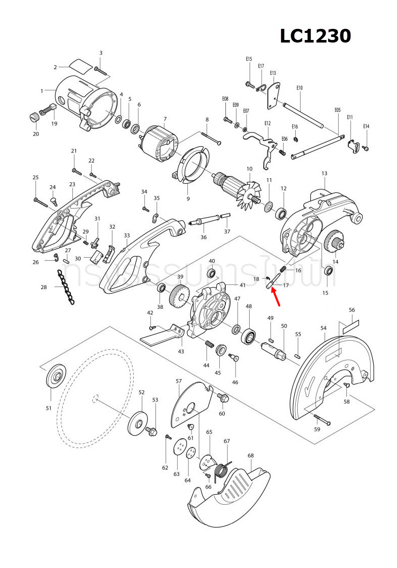 Shaft Lock แท่นตัดเหล็ก Makita มากีต้า LC1230 [#17] Pn.322678-2 (แท้) ##