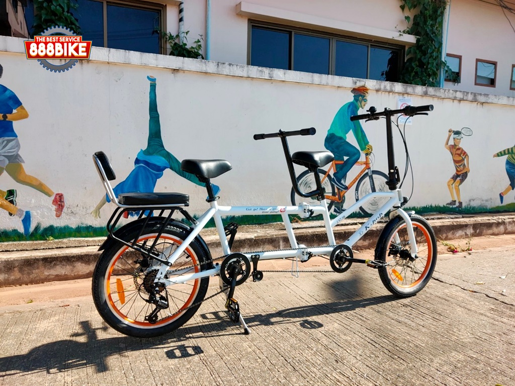 K-POP LG450 จักรยานสองตอน Tandem bicycle Double Folding Bike เกียร์ 8 สปีด พับได้ ล้อ 20นิ้ว เฟรมเหล็ก ปี 2023