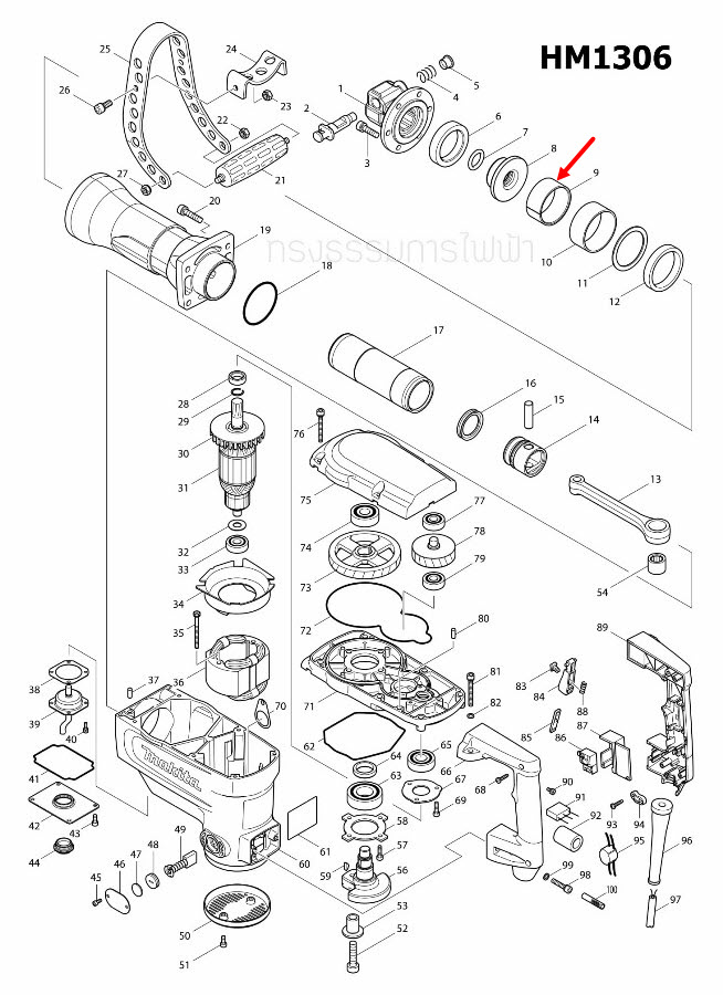 IDLER สกัด เจาะพื้น Makita มากีต้า HM1306 [#9] PN.324824-3 (แท้) ##