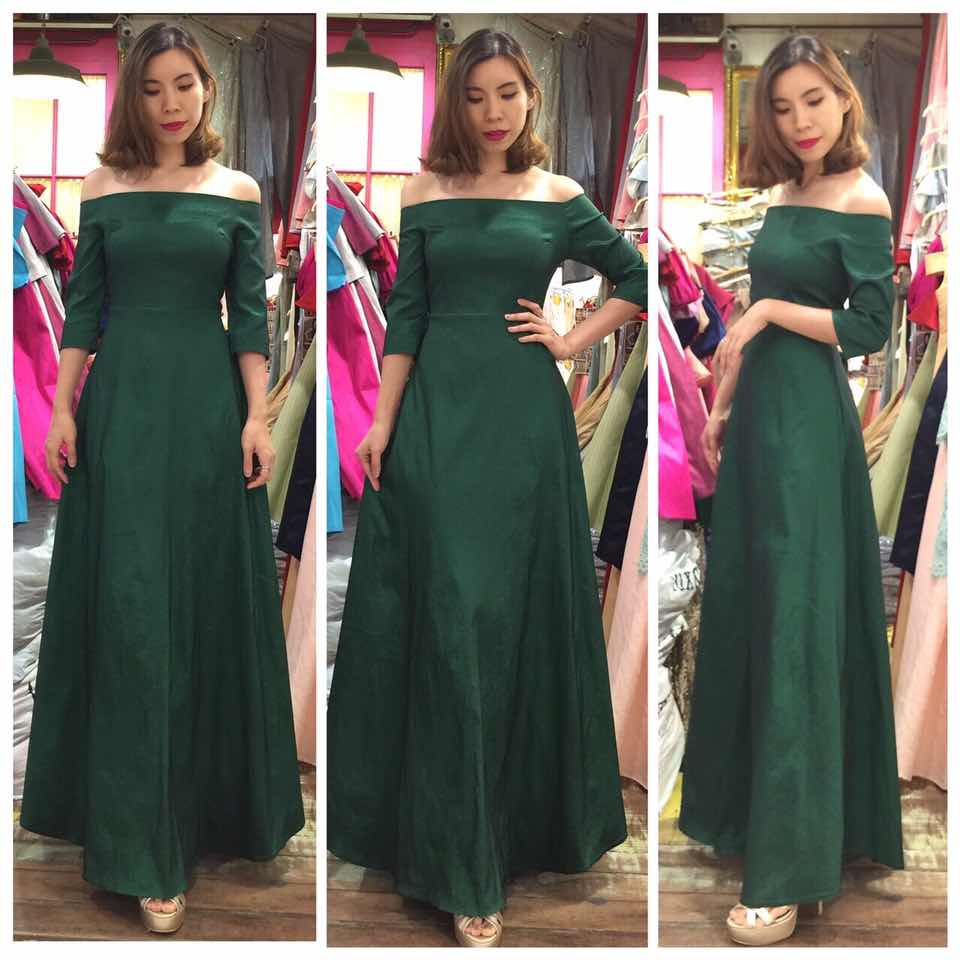 ชุดเพื่อนเจ้าสาว สีเขียวเข้ม รวมแบบ ตัวอย่าง สั่งสีและแบบอื่นๆได้ เช่า 500