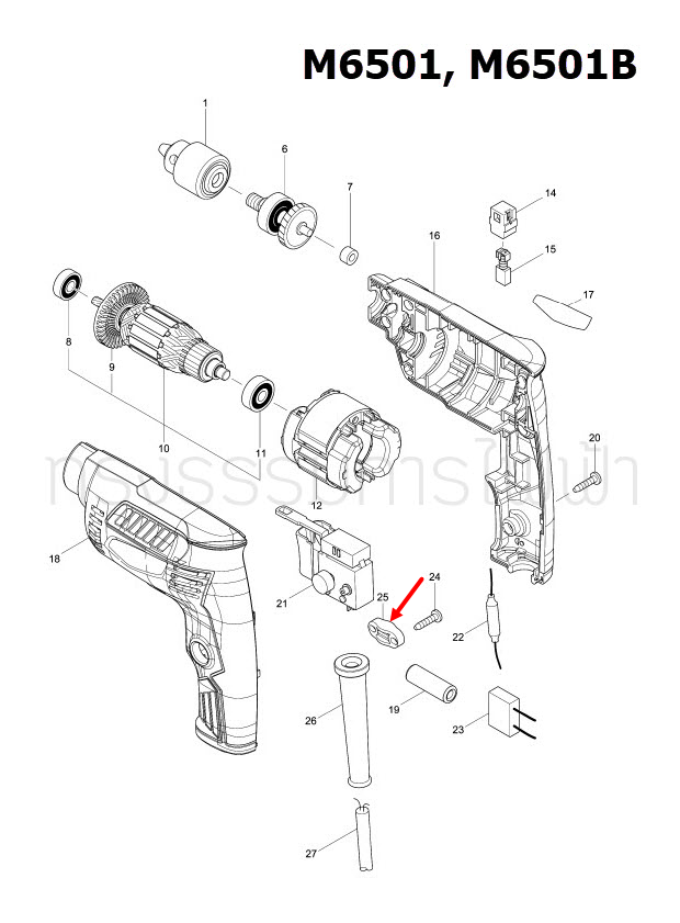 STRAIN RELIEFMT-811 จิ๊กซอว์ Maktec มาคเทค, Makita มากีต้า MT410 [#8], M1901, M1901B, M1902, M1902B [#11], M4302, M4302B [#28], M6001, M6001B [#20], M6501, M6501B [#25] Pn.687123-7 (แท้) ##