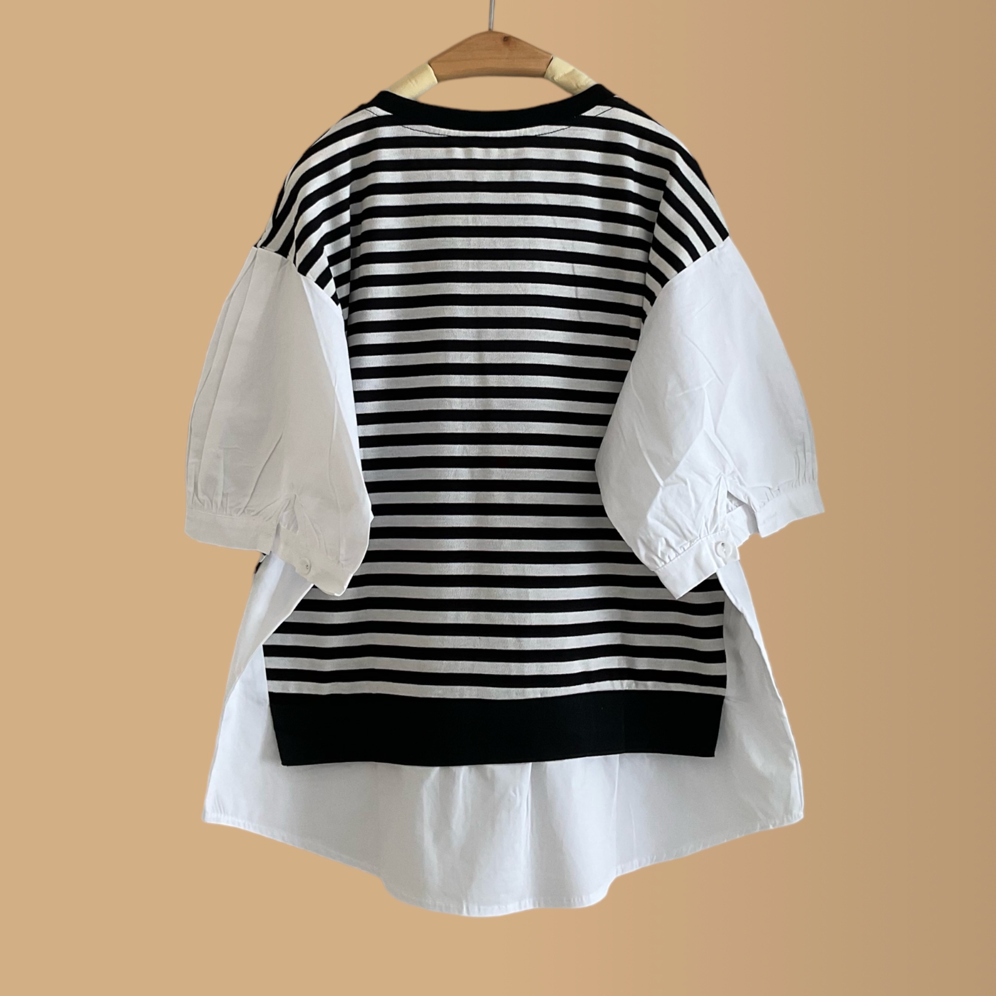 เสื้อยืดลายทางต่อลายผ้าฝ้าย