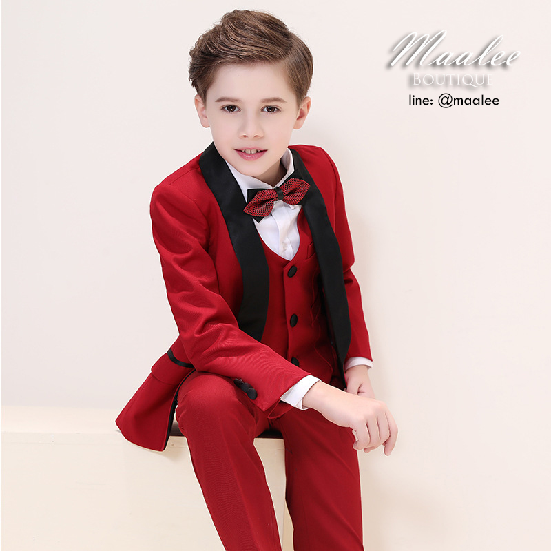 พร้อมเช่า ชุดสูทเด็กชาย สีแดง **พร้อมเช่าไซส์ 120,130,140,150,160,170**