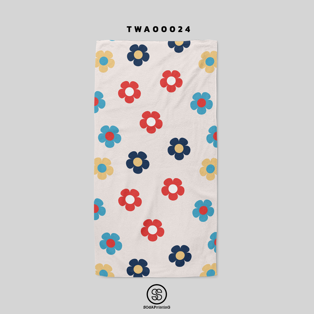 ผ้าเช็ดตัว พิมพ์ลาย Rainbow Flowers รหัส TWA00024 #SOdAtowel #SodAhome #ผ้าขนหนู #ผ้าเช็ดตัว #towel