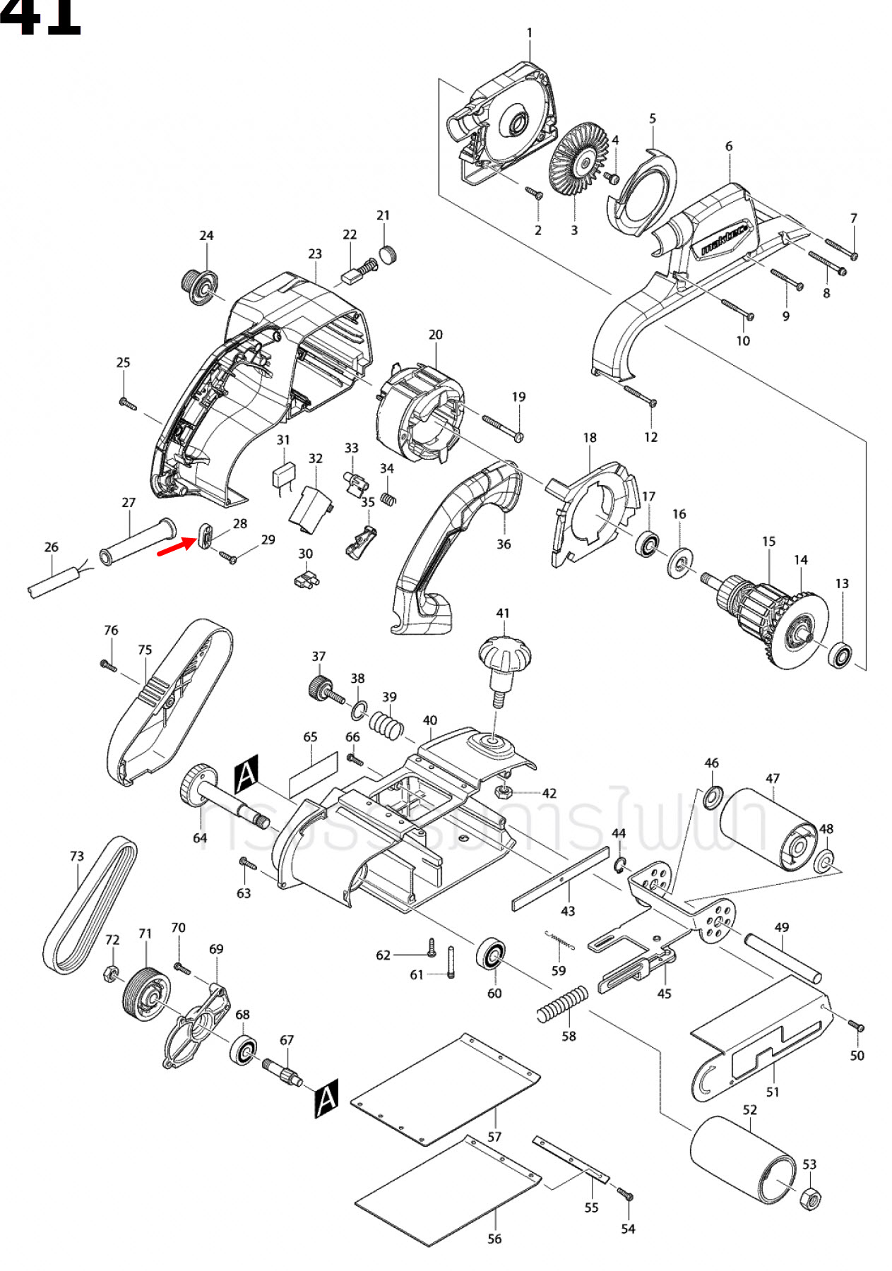 STRAIN RELIEF สกัดไฟฟ้า Maktec มาคเทค, เครื่องตัดคอนกรีต Makita มากีต้า MT190 [#11], MT560 [#43], MT860 [#64], MT941 [#28], GD0601 [#33], 4100NH2 [#9], 5007N, 5007NF [#40], 9556NB [#44] Pn.687140-7 (แท้) ##