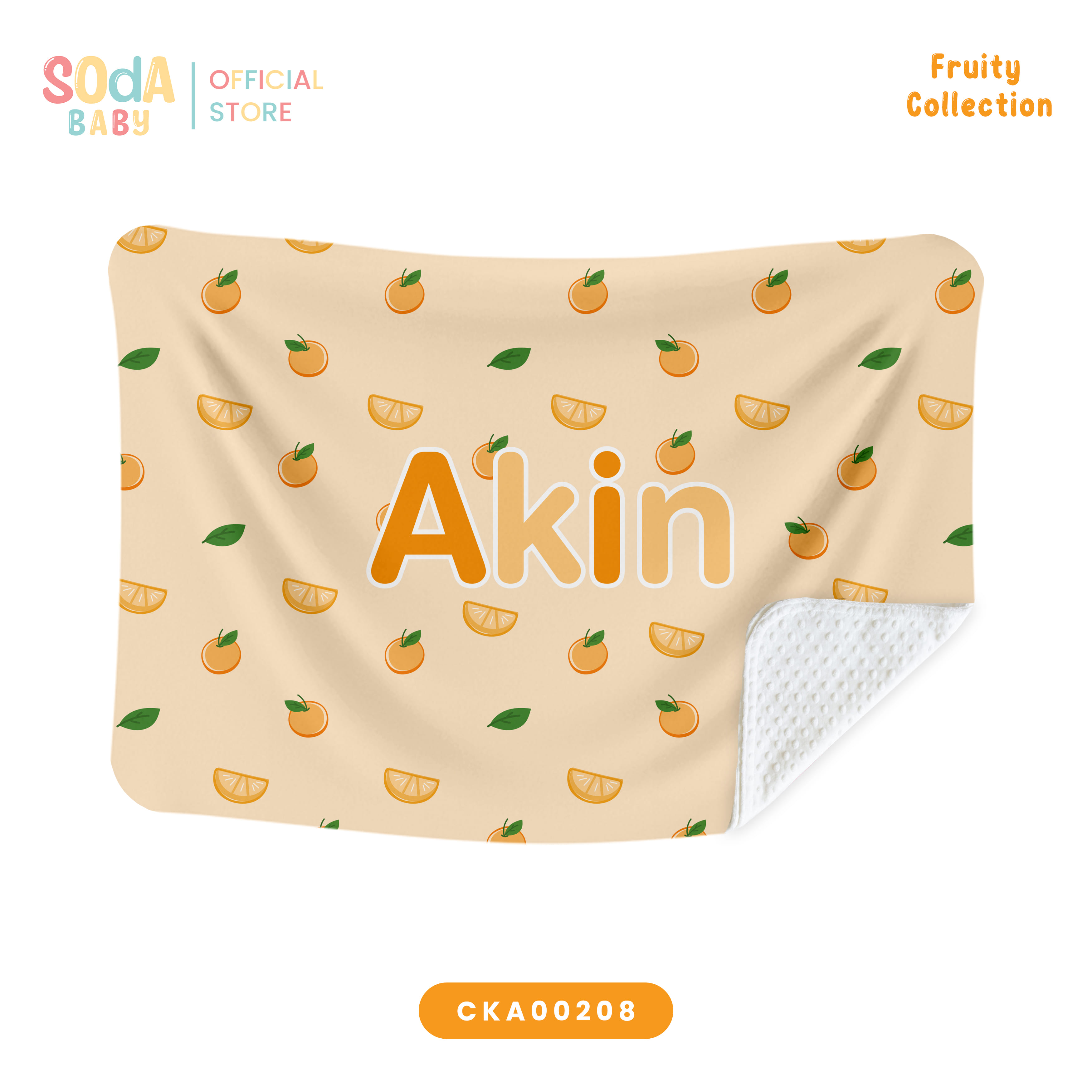 ผ้าห่มเด็ก ใส่ชื่อได้ ลาย Orange 🍊 Fruity Collection รหัส CKA00208 #ผ้าห่ม #SOdAbaby