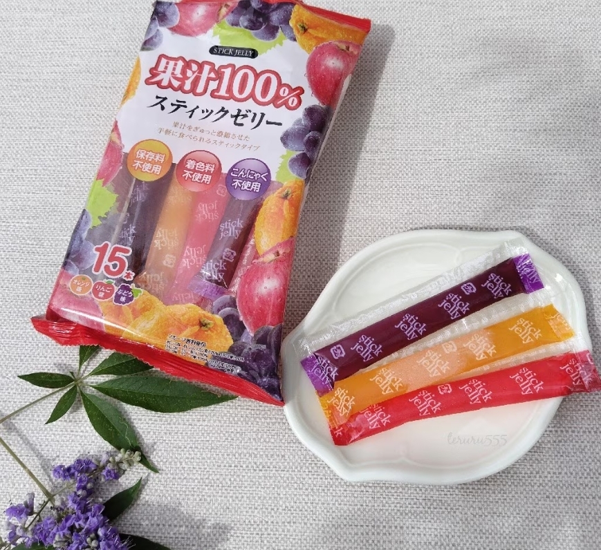 RIBON เยลลี่แท่งจากน้ำผลไม้ 100% (ของดีน่าร้อนของคนญี่ปุ่น) STICK JELLY แพ็ค 15 แท่ง