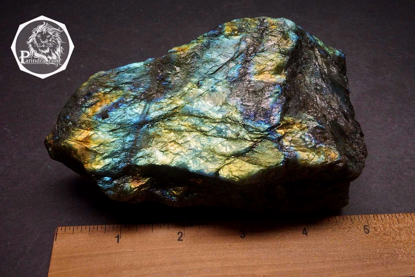 หิน ลาบราดอไลท์ (Labradorite) ดิบไม่ขัด สวยคัดพิเศษ ประกายสีเหลืองส้ม #LA105